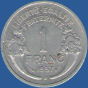 1 франк Франции 1957 года