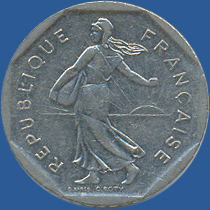 2 франка Франции 1980 года
